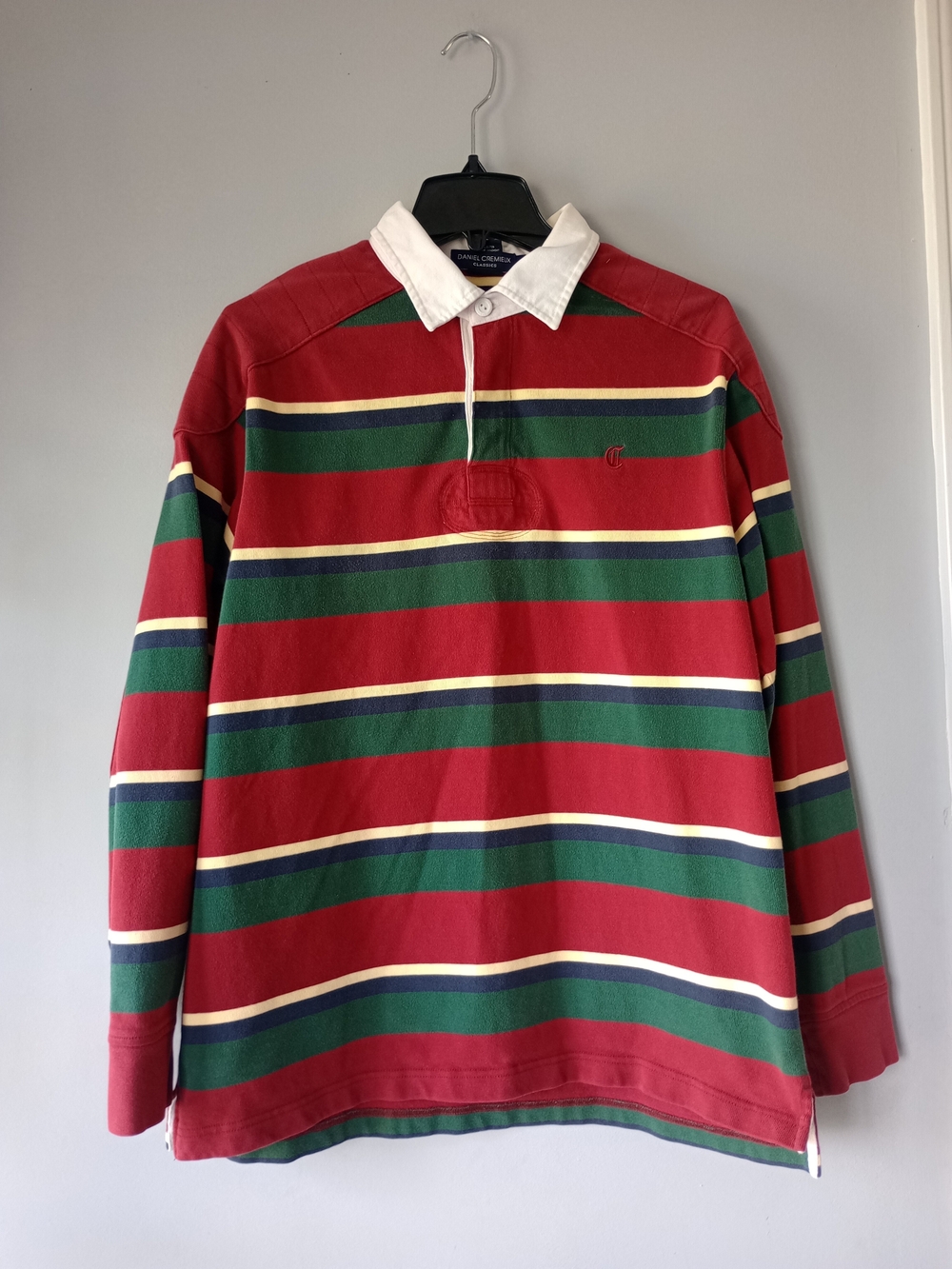 VTG 90s Daniel Cremieux Rugby Red Long Sleeve Shirt Sz L Preppy Streetwear Ivy